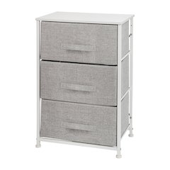 3 Drawer Wood Top WhiteFrame Vertical Storage Dresser with Light Gray Drawers