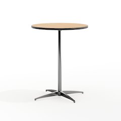 24'' Round Wood Cocktail Table with 30'' and 42'' Columns