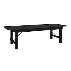 9'x 40" Rectangular Black Wash Farmhouse Folding Table,Antique Rustic Solid Pine
