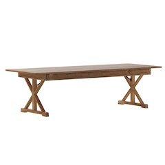 9' x 40" Farm Style Dining Table with X-Legs for Commercial and Residential Use