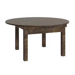 60" Round Mahogany Farmhouse Folding Table, Antique Rustic Solid Pine