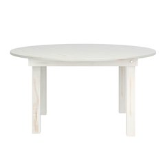 60" Round White Farmhouse Folding Table, Antique Rustic Solid Pine