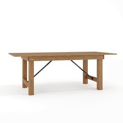 7' x 40" Rectangular Antique Rustic Solid Pine Folding Farm Table
