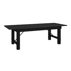 8'x 40" Rectangular Black Wash Farmhouse Folding Table,Antique Rustic Solid Pine