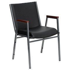 Heavy Duty Black Vinyl Stack Chair with Arms