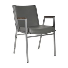 HERCULES Heavy Duty Gray Vinyl Stack Chair with Arms