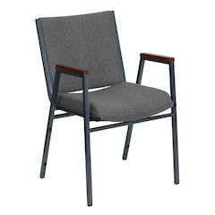 Heavy Duty Gray Fabric Stack Chair with Arms