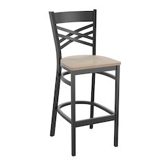 Back Metal Restaurant Barstool - Antique White Wood Seat