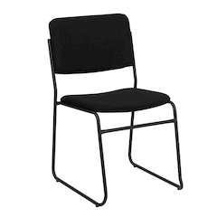 500 lb. Capacity High Density Black Fabric Stacking Chair with Sled Base
