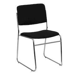 500 lb. Capacity Black Fabric High Density Stacking Chair with Chrome Sled Base