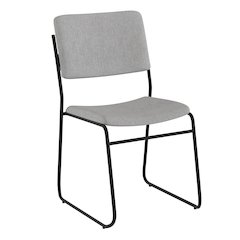 500 lb. Capacity High Density Gray Fabric Stacking Chair with Sled Base