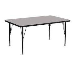 24''W x 48''L Rectangular Grey HP Activity Table - Height Adjustable Short Legs