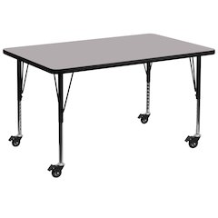 Mobile 24''W x 48''L Grey Thermal Activity Table - Height Adjustable Short Legs