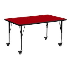 Mobile 24''W x 48''L Red Thermal Activity Table - Height Adjustable Short Legs
