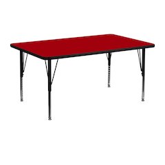 24''W x 48''L Red Thermal Activity Table - Height Adjustable Short Legs