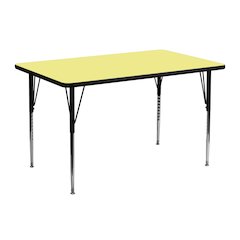 24''W x 48''L Yellow Thermal Activity Table - Standard Height Adjustable Legs