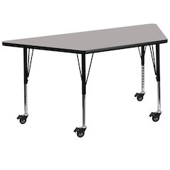 Mobile 22.5''W x 45''L Trapezoid Grey HP Activity Table - Height Short Legs
