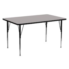 24''W x 60''L Rectangular Grey HP Laminate Activity Table - Standard Height Adjustable Legs