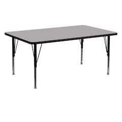 24''W x 60''L Rectangular Grey HP Activity Table - Height Adjustable Short Legs