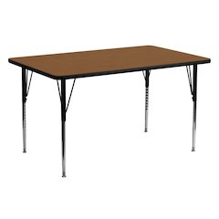24''W x 60''L Rectangular Oak HP Laminate Activity Table - Standard Height Adjustable Legs