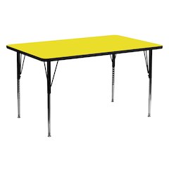 24''W x 60''L Yellow HP Activity Table - Standard Height Adjustable Legs