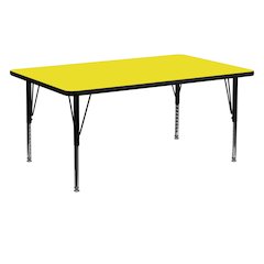 24''W x 60''L Rectangular Yellow HP Laminate Activity Table - Height Adjustable Short Legs