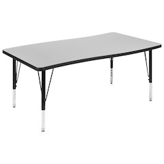 28"W x 47.5"L Rectangle Grey Thermal Activity Table - Height Adjust Short Legs