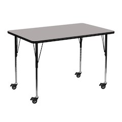 Mobile 30''W x 48''L Grey HP Activity Table - Standard Height Adjustable Legs