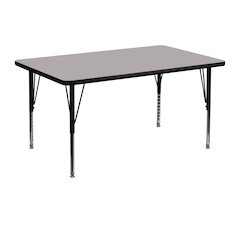 30''W x 48''L Rectangular Grey HP Activity Table - Height Adjustable Short Legs