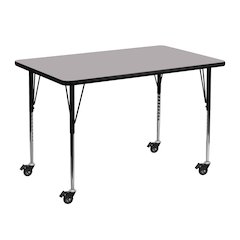 Mobile 30''W x 48''L Grey Thermal Activity Table - Standard Height Legs