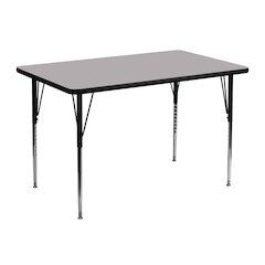 30''W x 48''L Rectangular Grey Thermal Laminate Activity Table - Standard Height Adjustable Legs