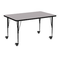Mobile 30''W x 48''L Grey Thermal Activity Table - Height Adjustable Short Legs