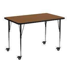 Mobile 30''W x 48''L Oak HP Activity Table - Standard Height Adjustable Legs