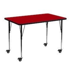 Mobile 30''W x 48''L Red Thermal Activity Table - Standard Height Legs