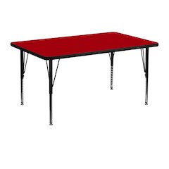30''W x 48''L Rectangular Red Thermal Laminate Activity Table - Height Adjustable Short Legs