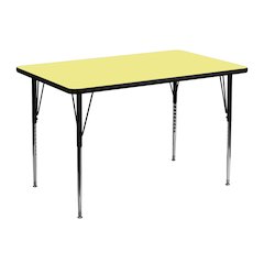 30''W x 48''L Yellow Thermal Activity Table - Standard Height Adjustable Legs