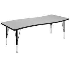 26"W x 60"L Wave Collaborative Grey Thermal Activity Table - Height Short Legs