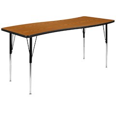 26"W x 60"L Rectangle Oak Thermal Activity Table - Standard Height Adjust Legs
