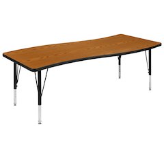 26"W x 60"L Wave Collaborative Oak Thermal Activity Table - Height Short Legs