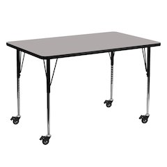 Mobile 30''W x 60''L Grey HP Activity Table - Standard Height Adjustable Legs