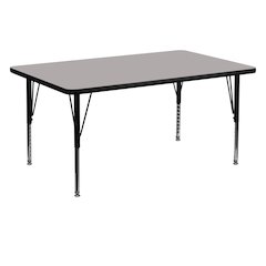 30''W x 60''L Rectangular Grey HP Activity Table - Height Adjustable Short Legs