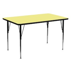 30''W x 60''L Rectangular Yellow Thermal Laminate Activity Table - Standard Height Adjustable Legs