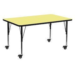 Mobile 30''W x 60''L Yellow Thermal Activity Table - Height Short Legs