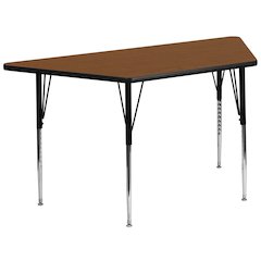 29''W x 57''L Trapezoid Oak HP Activity Table - Standard Height Adjustable Legs