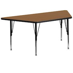 29''W x 57''L Trapezoid Oak Thermal Activity Table - Height Short Legs
