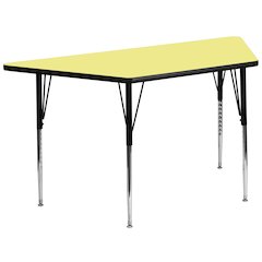 29''W x 57''L Trapezoid Yellow Thermal Activity Table - Standard Height Legs