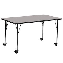 Mobile 30''W x 72''L Grey HP Activity Table - Standard Height Adjustable Legs