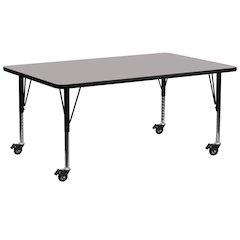 Mobile 30''W x 72''L Grey HP Activity Table - Height Adjustable Short Legs