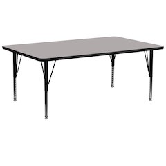 30''W x 72''L Rectangular Grey HP Laminate Activity Table - Height Adjustable Short Legs
