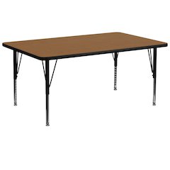 30''W x 72''L Oak Thermal Activity Table - Height Adjustable Short Legs